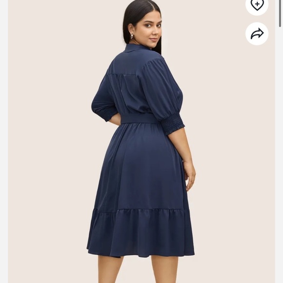 BloomChic Plus Size Shirt Collar Shirred Button Up Dress - Picture 2 of 6